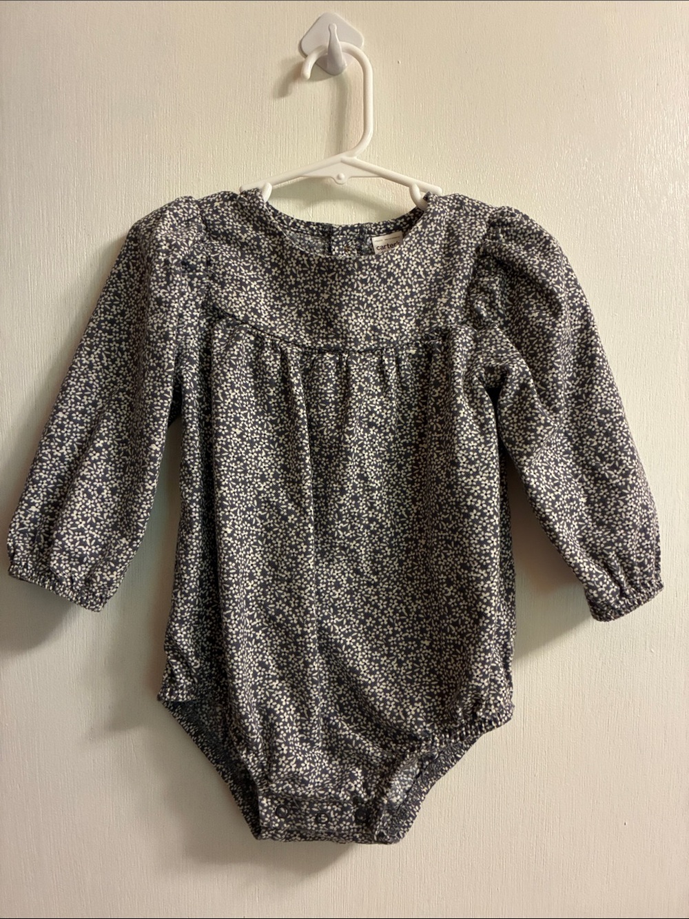 Carter's Navy Floral Long Sleeve Baby Onesie